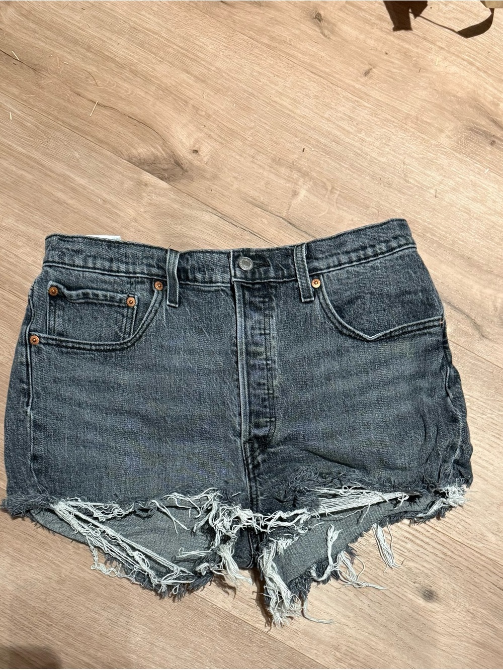 Levi’s 501 Distressed High-Rise Denim Shorts - Black Wash